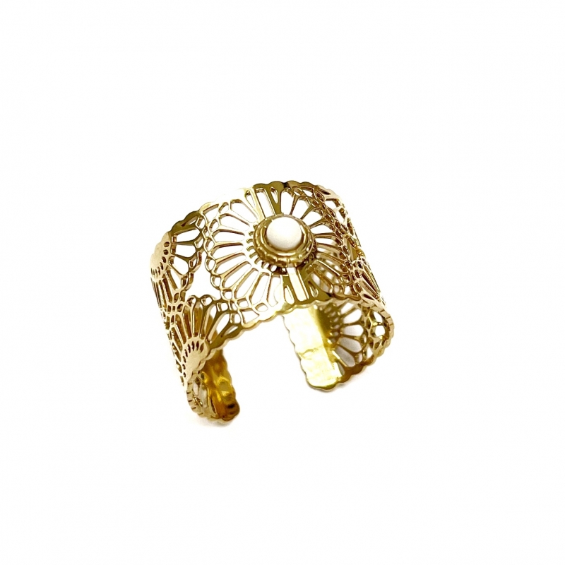 Bague dorée Iris blanc