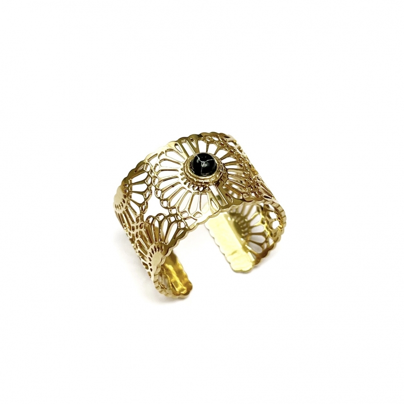 Bague dorée Iris noire